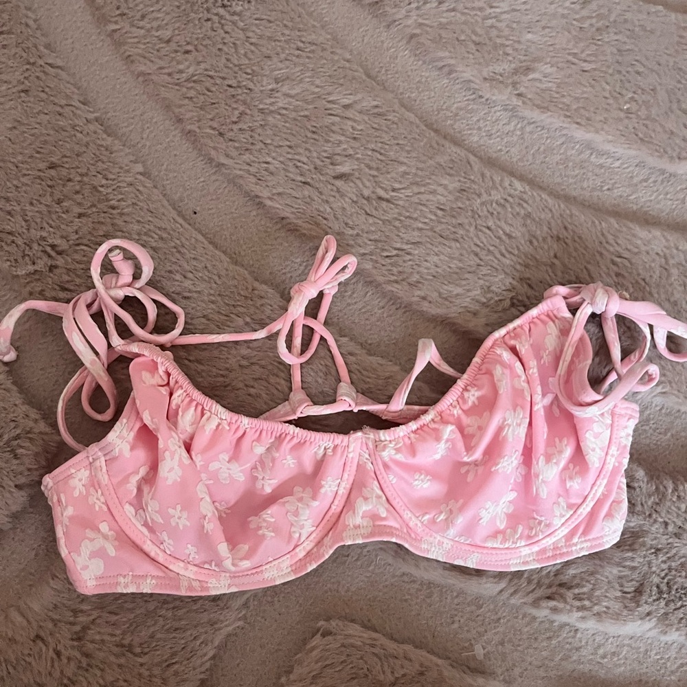 Pink Floral Bikini Top